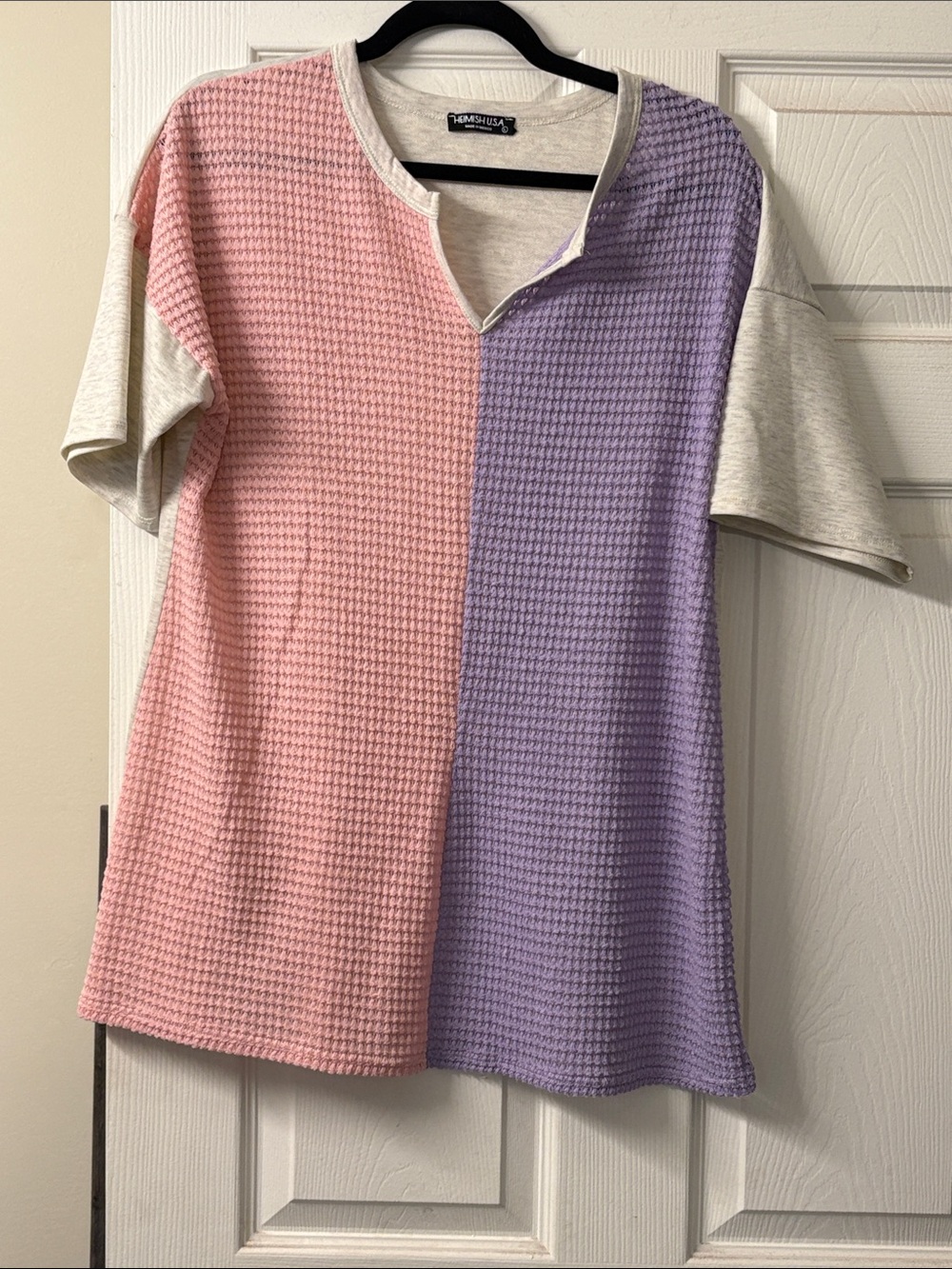 HEIMISH USA Pink & Lavender Waffle Knit Short Sleeve Tee